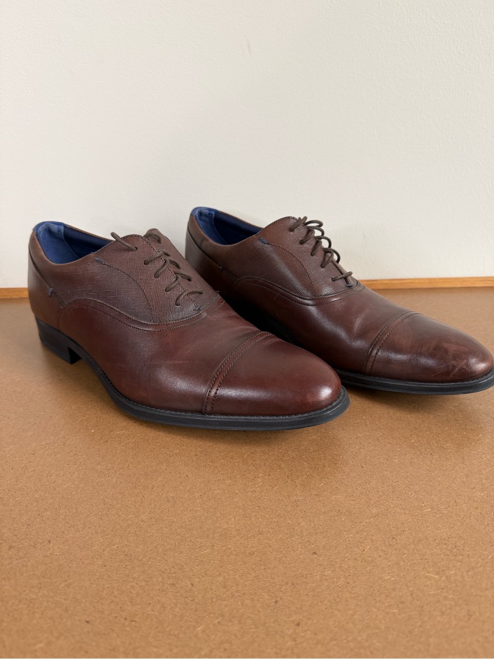 Ted Baker Dark Brown Leather Cap-Toe Derbys